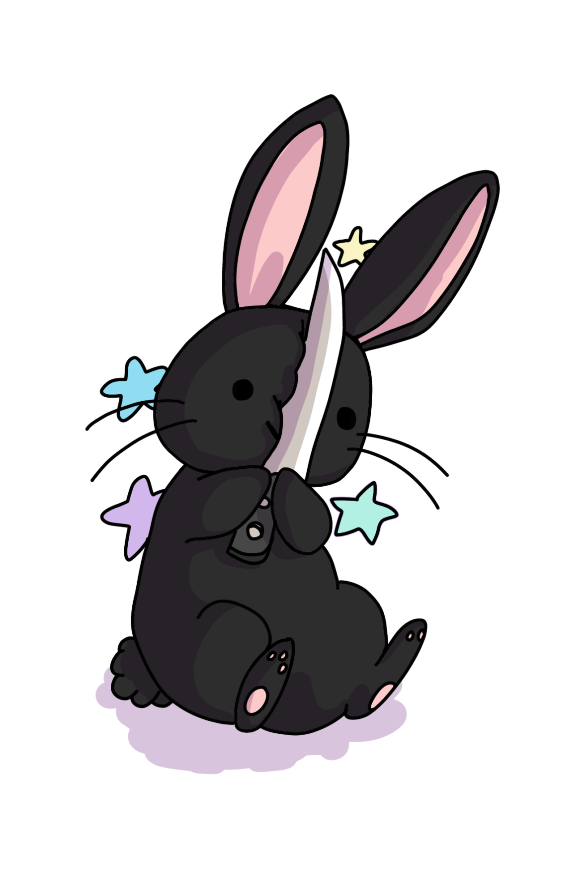 Bunny Holding Knife - Black